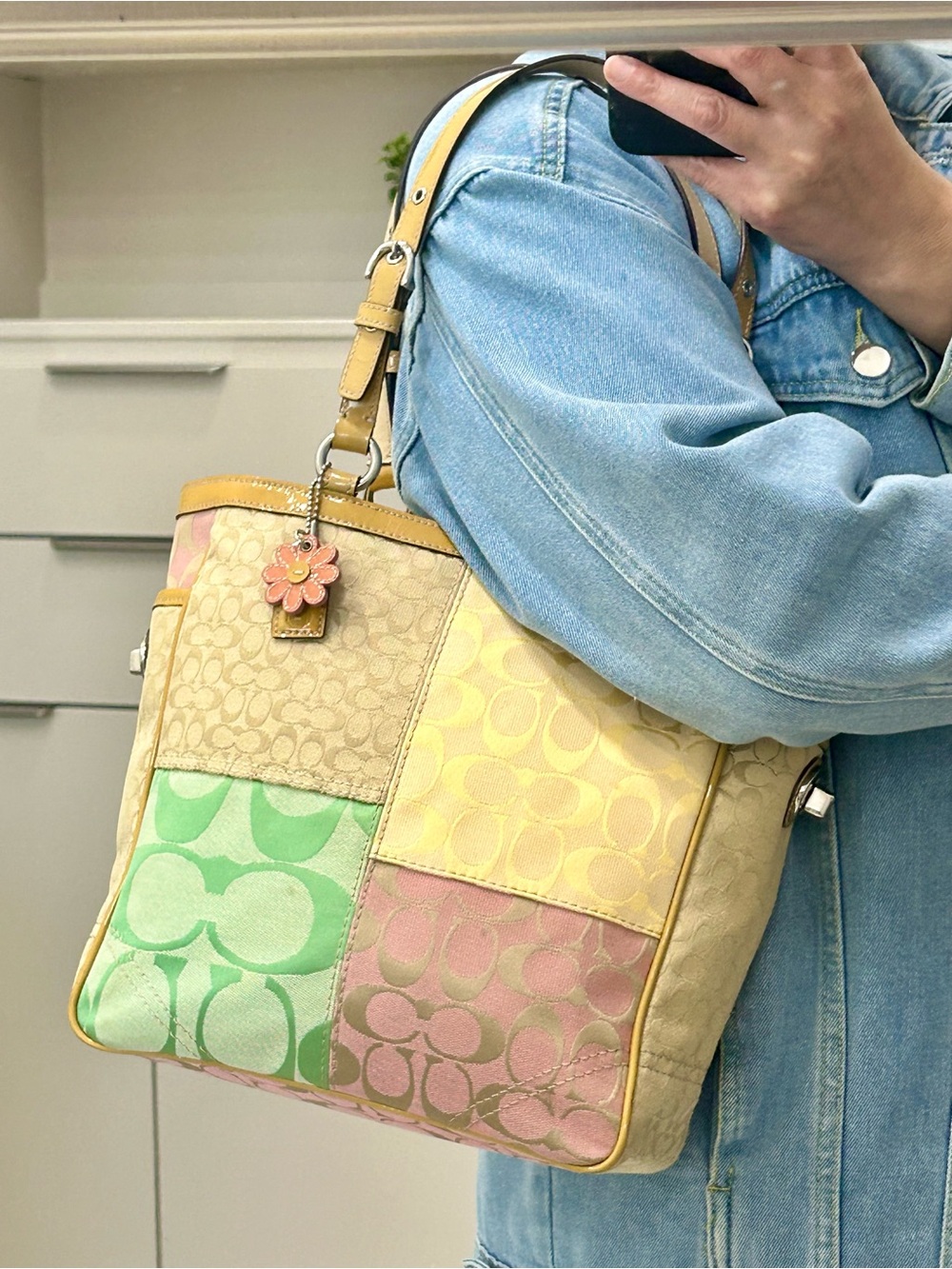 Coach Spring Y2K Signature Pastel Patchwork Turnlock Gallery Tote Shoulder Bag - Picture 3 of 16